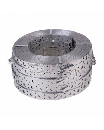 Лента полоса монтажная оцинкованная, перфорированная прямая 20 х 0,70 мм (рулон 25 м) REXANT (07-7107-4) в Пятигорске Крепежные изделия Pintop.ru