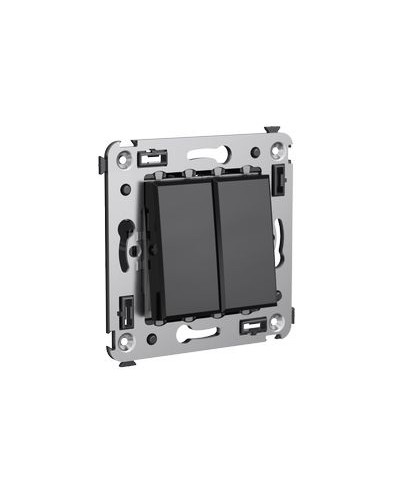 Выключатель двухклавишный в стену, Avanti, Черный квадрат DKC 4402104 в Пятигорске Аксессуары для стоек и шкафов Pintop.ru