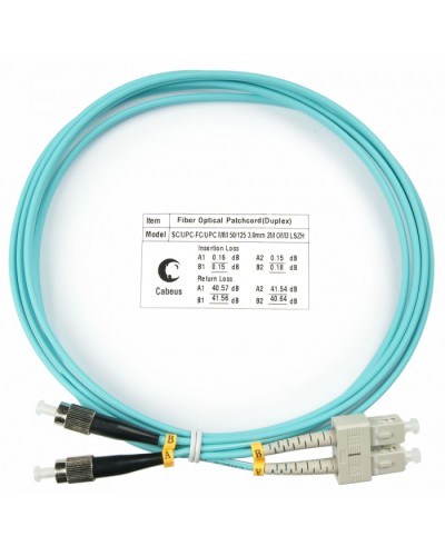Шнур оптический duplex SC-FC 50/125 mm OM3 2м LSZH Cabeus FOP-50-SC-FC-2m в Пятигорске Патч-корды и пигтейлы Pintop.ru