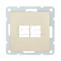 Накладка с суппортом розетки комп. и телеф. на 2 входа (бежевый матовый) БЕЗ механизма LK80 Экопласт (846202-0