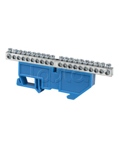 Шина 0 N (6x9мм) 20 отв. цинк синий изолятор на DIN-рейку EKF PROxima (sn1-63-20-d) в Пятигорске Клеммные колодки Pintop.ru