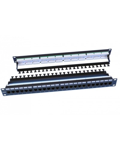 Патч-панель 19, 1U, 24 порта RJ-45, категория 6, Dual IDC, цвет черный Hyperline PP3-19-24-8P8C-C6-110D в Пятигорске Патч панель Pintop.ru