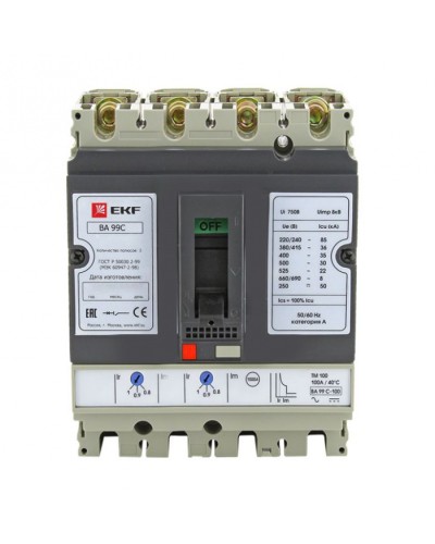 Выключатель автоматический ВА-99C (Compact NS) 160/125А 3P+N 36кА EKF PROxima (mccb99C-160-125+N) в Пятигорске Электротехническое оборудование Pintop.ru