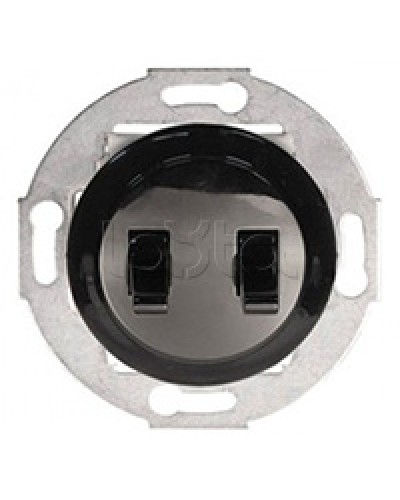 Экопласт Выключатель 2-рычажковый (схема 5) 10 A, 250 B (черный) Vintage в Пятигорске Розетки компьютерные и телефонные Pintop.ru