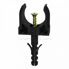 Крепеж-клипса с дюбелем и саморезом черная д32 (25шт/500шт уп/кор) Промрукав (PR13.0222)