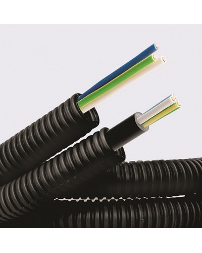 Электротруба ПНД гибкая гофр. д.16мм, цвет черный, с кабелем ВВГнг(А)-LS 3х1,5мм² РЭК ГОСТ+, 100м DKC 7L716100 в Пятигорске Труба гофрированная Pintop.ru