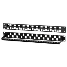 Патч-панель модульная 19", 1U, 24 порта, Flat Type, для модулей Keystone Jack, с задним кабельным организатором (без модулей) Hyperline PPBL3-19-24S-RM