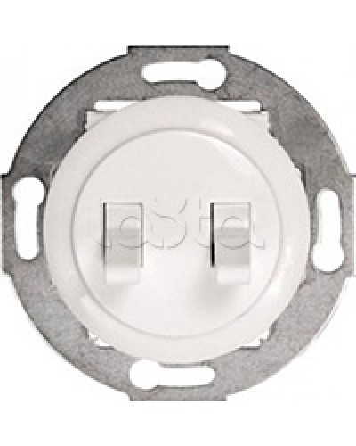 Экопласт Выключатель 2-рычажковый (схема 5) 10 A, 250 B (белый) Vintage в Пятигорске Розетки компьютерные и телефонные Pintop.ru