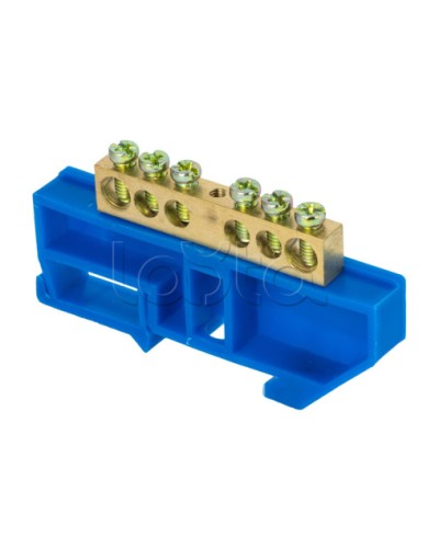 Шина 0 N (8х12мм) 6 отверстий латунь синий изолятор на DIN-рейку EKF PROxima (sn0-125-6-d) в Пятигорске Клеммные колодки Pintop.ru