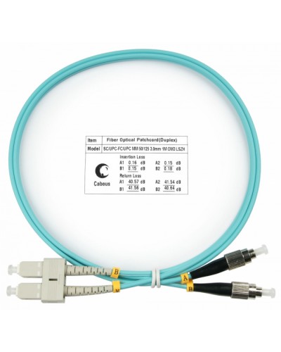 Шнур оптический duplex SC-FC 50/125 mm OM3 1м LSZH Cabeus FOP-50-SC-FC-1m в Пятигорске Патч-корды и пигтейлы Pintop.ru
