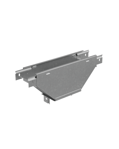 Т-ответвитель переходник 50х100-600 мм верт. c разворотом трассы на 90 гр. ПЛЮС (нижняя часть больше исходной) INOX304 КМ-Профиль (TDPVplus90-50-100-600 INOX304) в Пятигорске Аксессуары для лотков Pintop.ru