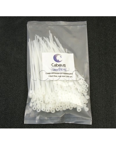 Стяжка нейлоновая неоткрывающаяся, безгалогенная (halogen free), 110x2.5мм, под винт (100 шт) Cabeus GTSC-110 в Пятигорске Стяжки-хомуты Pintop.ru