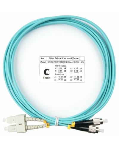 Шнур оптический duplex SC-FC 50/125 mm OM3 3м LSZH Cabeus FOP-50-SC-FC-3m в Пятигорске Патч-корды и пигтейлы Pintop.ru