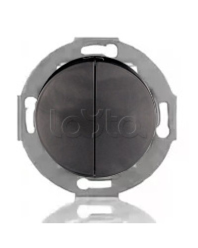 Выключатель двухклавишный Экопласт (схема 5) 10 A, 250 B (черный ) Vintage в Пятигорске Розетки компьютерные и телефонные Pintop.ru