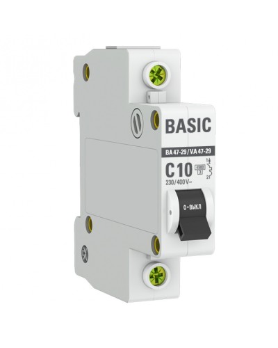 Автоматический выключатель 1P 10А (C) 4,5кА ВА 47-29 EKF Basic (mcb4729-1-10C) в Пятигорске Электротехническое оборудование Pintop.ru