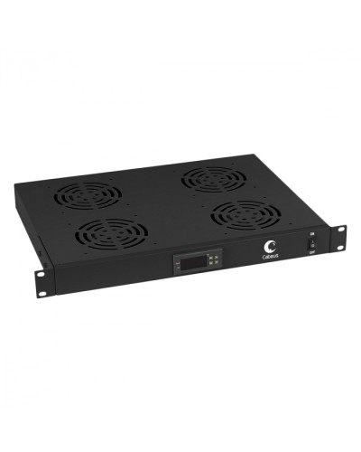 Панель вентиляционная с 4 вентиляторами с цифровым термодатчиком (черный) Cabeus JG03t-BK в Пятигорске Вентиляторные модули Pintop.ru