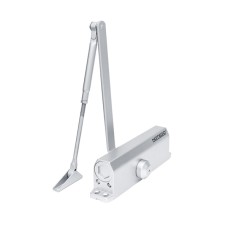 Доводчик NOTEDO DC-110 DA EN3-4, с задержкой закрывания, с рычажной тягой, (серебро) (RAL9006)