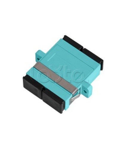 Адаптер NIKOMAX волоконно-оптический, соединительный, многомодовый, стандарта OM3, SC/UPC-SC/UPC, двойной, пластиковый, без шторки, с фланцами, аква, уп-ка 2шт. NIKOMAX (NMF-OA2M3-FN-SCU-SCU-AQ-2) в Пятигорске Проходные адаптеры и розетки оптические Pint