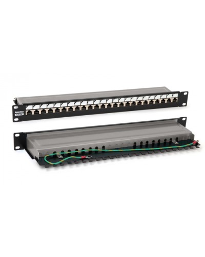 Патч-панель 19, 1U, 24 порта RJ-45 полн. экран., категория 6, Dual IDC, цвет черный Hyperline PP3-19-24-8P8C-C6-SH-110D в Пятигорске Патч панель Pintop.ru