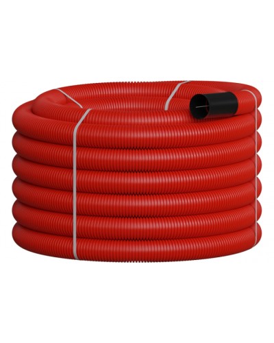 NR110 Двустенная труб.а ПНД гибкая, тип 450, SN12, с зондом, D110мм (20м) цвет красный Экопласт 801110-20 в Пятигорске Гладкая труба Pintop.ru