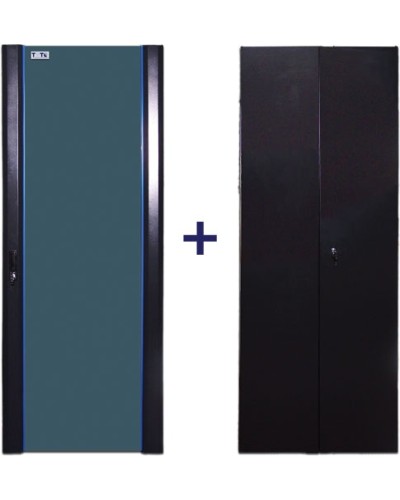 Комплект дверей 18U, 600 мм, черный, передняя - стекло, задняя - распашная металл TWT TWT-CBB-DR18-6x-S-G1 в Пятигорске Аксессуары для стоек и шкафов Pintop.ru