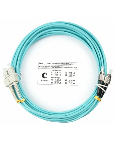 Шнур оптический duplex SC-FC 50/125 mm OM3 5м LSZH Cabeus FOP-50-SC-FC-5m в Пятигорске Патч-корды и пигтейлы Pintop.ru