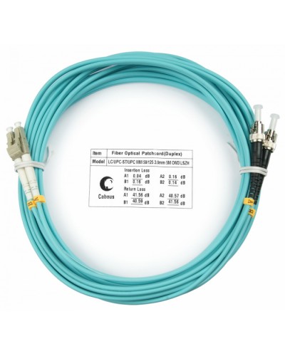 Шнур оптический duplex LC-ST 50/125 mm OM3 5м LSZH Cabeus FOP-50-LC-ST-5m в Пятигорске Патч-корды и пигтейлы Pintop.ru