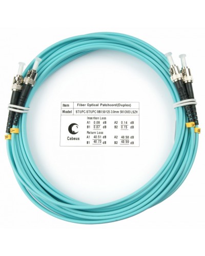 Шнур оптический duplex ST-ST 50/125 mm OM3 20м LSZH Cabeus FOP-50-ST-ST-20m в Пятигорске Патч-корды и пигтейлы Pintop.ru