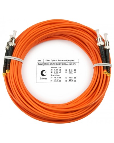Шнур оптический duplex ST-ST 62,5/125 mm 20м LSZH Cabeus FOP-62-ST-ST-20m в Пятигорске Патч-корды оптические Pintop.ru