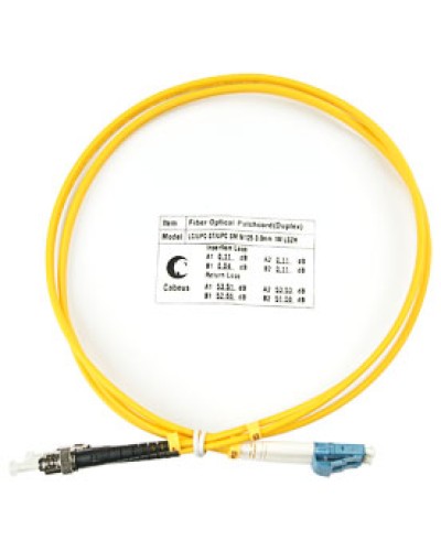 Шнур оптический duplex LC-ST 9/125 SM 1 м LSZH Cabeus FOP(d)-9-LC-ST-1M в Пятигорске Патч-корды оптические Pintop.ru