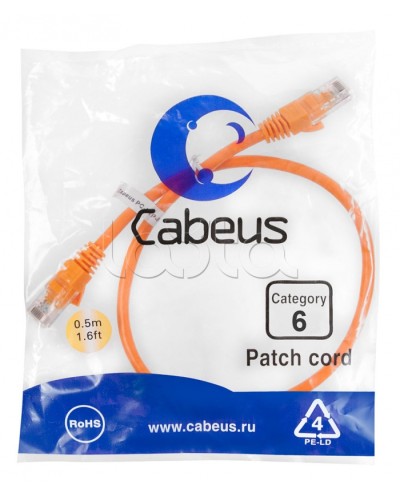 Патч-корд UTP, категория 6, 0.5 м, неэкранированный, оранжевый Cabeus PC-UTP-RJ45-Cat.6-0.5m-OR в Пятигорске Патчкорды (медные) Pintop.ru