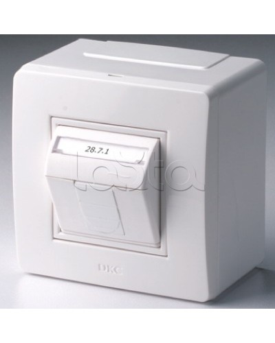 Коробка в сборе с 1 розеткой RJ45, кат.5е (телефон / компьютер), белая DKC 10665 в Пятигорске Распределительные коробки Pintop.ru