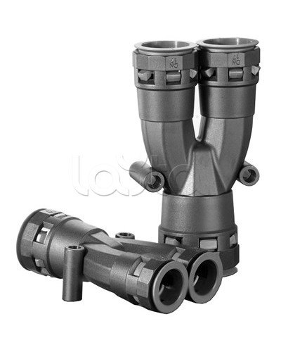 Разветвитель DN 1х17 + 2х12 мм, полиамид, цвет черный DKC PAY171212N в Пятигорске Повороты, муфты, тройники Pintop.ru