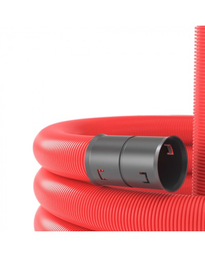 Двустенная труба ПНД гибкая для кабельной канализации д.40мм с протяжкой, SN18, 500Н, 50м, красный DKC 121940 в Пятигорске Труба гофрированная Pintop.ru