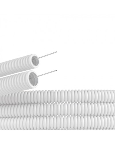Труба ПЛЛ гибкая гофр. не содержит галогенов д.20мм, ПВ-0, с протяжкой,100м, цвет белый DKC (81820) в Пятигорске Труба гофрированная Pintop.ru
