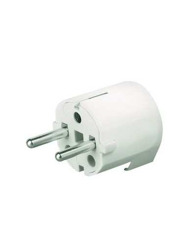 Вилка кабельная, бытовая с боковым вводом кабеля. Белая. IP20 16А 2P+E 230В DKC DIS13083 в Пятигорске Аксессуары для стоек и шкафов Pintop.ru