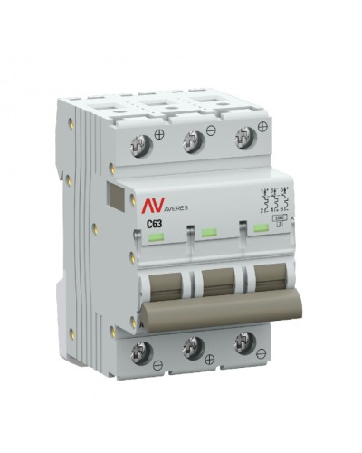 Выключатель автоматический AV-6 DC 3P 63A (C) 6kA EKF AVERES (mcb6-DC-3-63C-av) в Пятигорске Электротехническое оборудование Pintop.ru