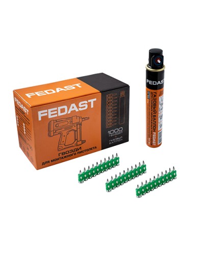 Гвозди 3.0*19 мм усиленные для монтажного пистолета в комплекте с газовым баллоном 165 мм FEDAST (fd3019egfc) в Пятигорске Крепеж: Дюбели, шурупы, саморезы Pintop.ru