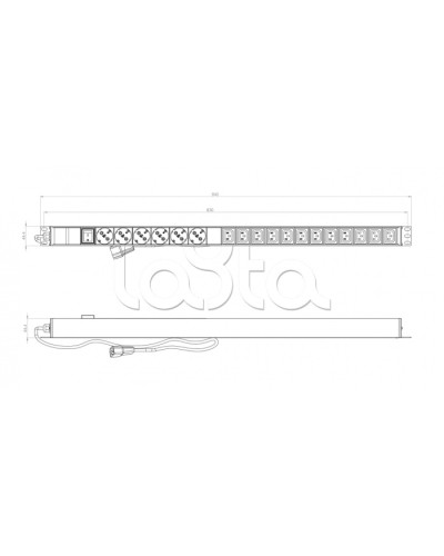 Блок розеток вертикальный черн Hyperline (SHE-6SH-12IEC-2.5AIEC) в Пятигорске Блоки розеток Pintop.ru