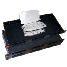 Кросс оптический 19'' стоечный на 6 адаптерных панелей, 2U, с 4-мя сплайс-кассетами LANMASTER LAN-FOBM-RM-6P