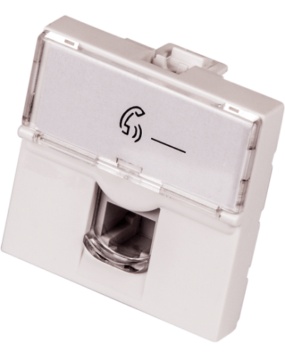 Вставка Mosaic 45x45, RJ-11, со шторкой и увеличенным окном маркировки LANMASTER LAN-SIP-23TEL-WH в Пятигорске Аксессуары для кабель-канала Pintop.ru