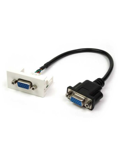 Вставка Mosaic 22.5x45 с адаптером VGA D-SUB HDB-15 мама, со шнуром 3 м мама, белая LANMASTER LAN-WA-LP-VGA-FF-3.0 в Пятигорске Коммутационные изделия Pintop.ru