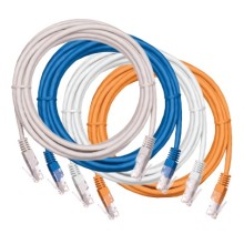 Шнур коммутационный NETLAN U/UTP 4 пары, Кат.5е (Класс D), 100МГц, 2хRJ45/8P8C, T568B, заливной, многожильный, BC (чистая медь), PVC нг(B), серый, 3м, уп-ка 10шт. NETLAN EC-PC4UD55B-BC-PVC-030-GY-10