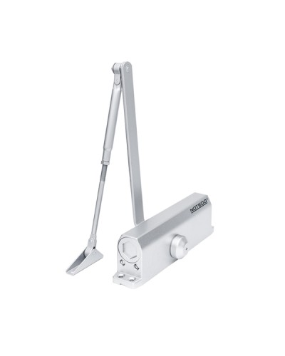 Доводчик NOTEDO DC-110 DA EN3-4, с задержкой закрывания, с рычажной тягой, (серебро) (RAL9006) в Пятигорске Доводчики Pintop.ru