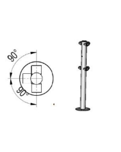 Стойкаограждения с отверстием под фиксаторi-образная, 4 муфты Oxgard Стойкаограждения с отверстием под фиксатор i-образная (ВЗР 1996.09.42) в Пятигорске Ограждения Pintop.ru