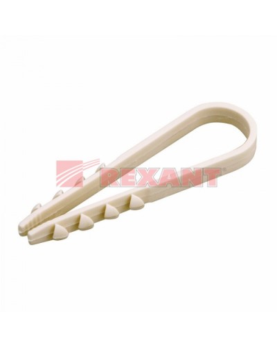 Дюбель-хомут 19-25, белый (100шт/уп) REXANT 07-4503 в Пятигорске Стяжки-хомуты Pintop.ru