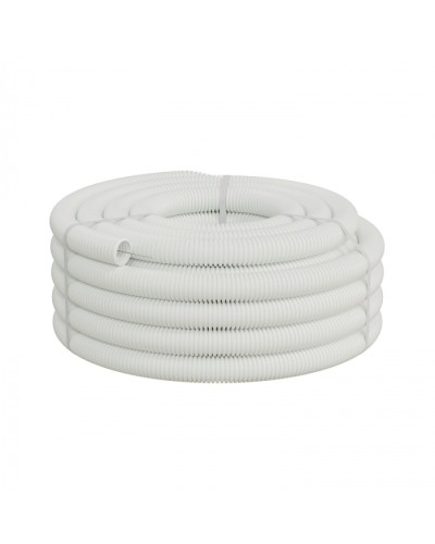 Труба ПП HF-FR гофрир. тяжелая, с зондом, без галогена, ПЛЛ 40мм Экопласт (61140HFR-W) - Труба ПП HF-FR гофрир. тяжелая, с зондом, без галогена, ПЛЛ диам.40мм ПВ-0 (20м) цвет белый 1 палл.=840м Экопласт в Пятигорске Труба гофрированная Pintop.ru