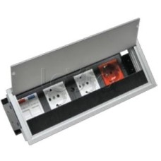 Люк настольный встраиваемый на 4 модулей (45х45мм) с крышкой, алюминий IP20 Экопласт 70044