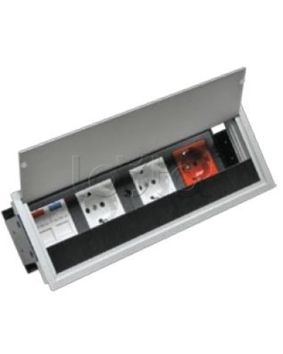 Люк настольный встраиваемый на 4 модулей (45х45мм) с крышкой, алюминий IP20 Экопласт 70044 в Пятигорске Системы лючков и колонн Pintop.ru