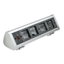 Блок настольный с выключателем нагрузки на 4 модуля (45х45мм) для крепления к столу (алюминий) Экопласт 70304